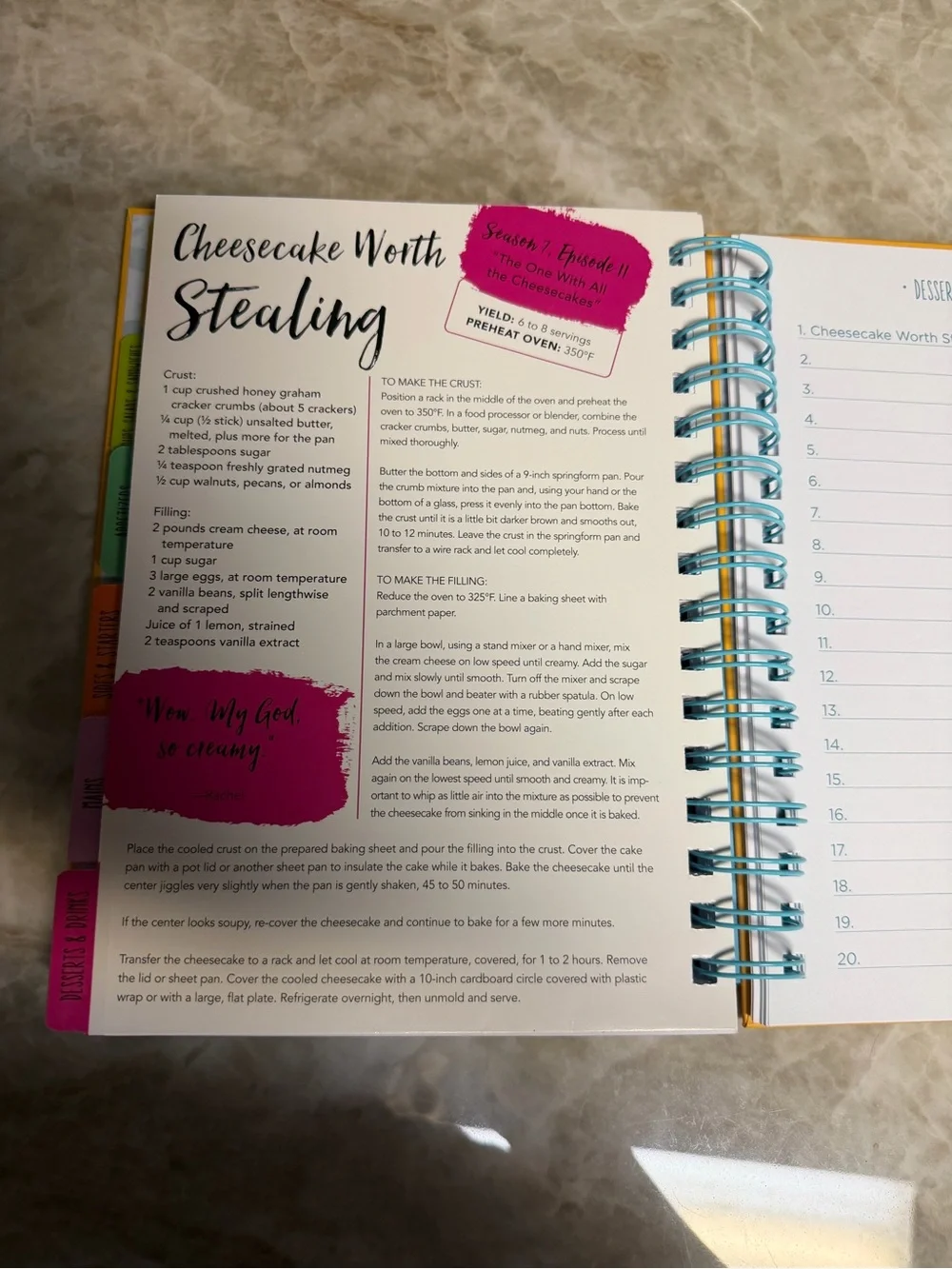 FRIENDS Bright Yellow Recipe Journal with Blue Spiral